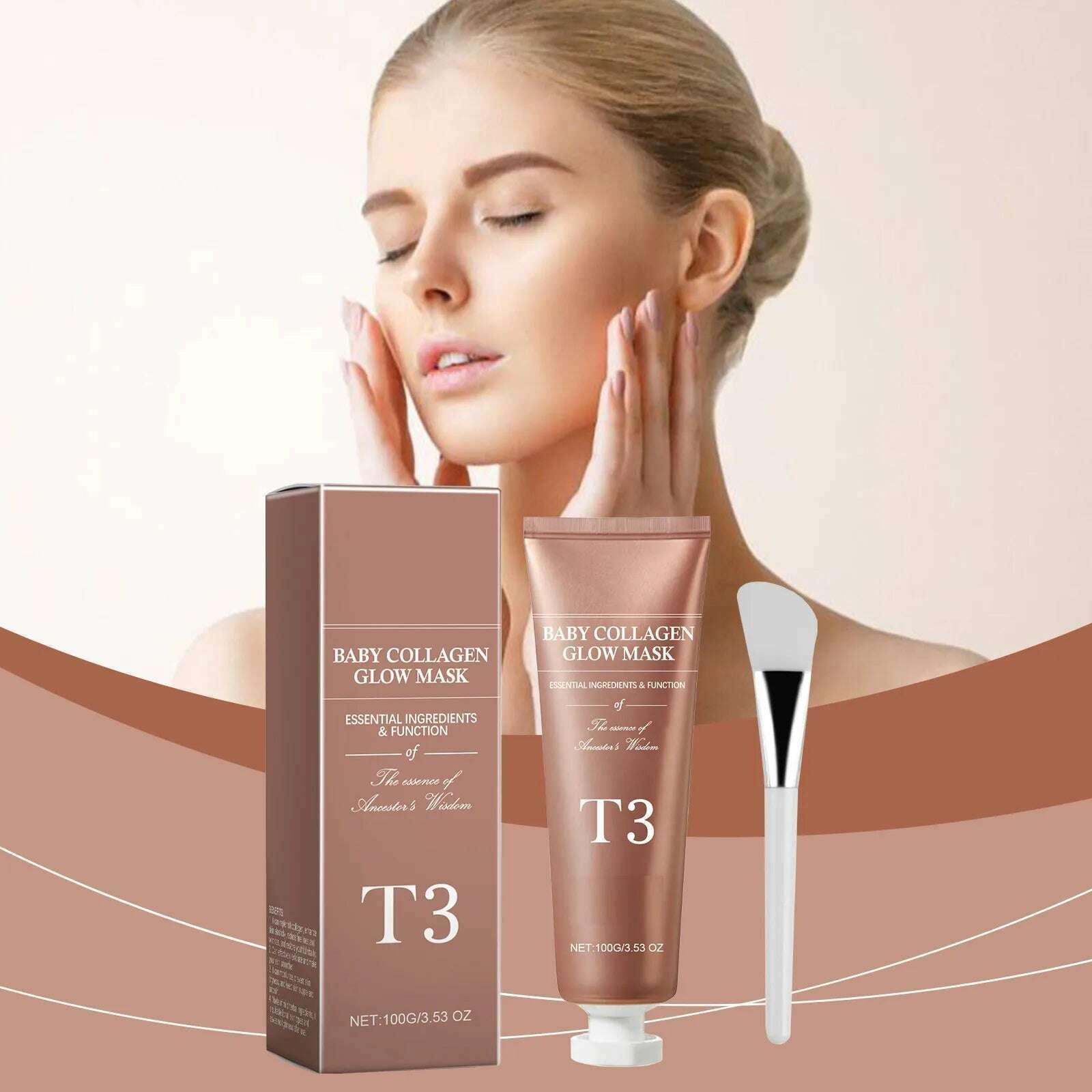 T3 Collagen Mask, T3 Baby Collagen Glow Mask, T3 Collagen Peel Off Mask, Korean Face Mask Make Glowy Skin, Skin Elasticity - KIMLUD