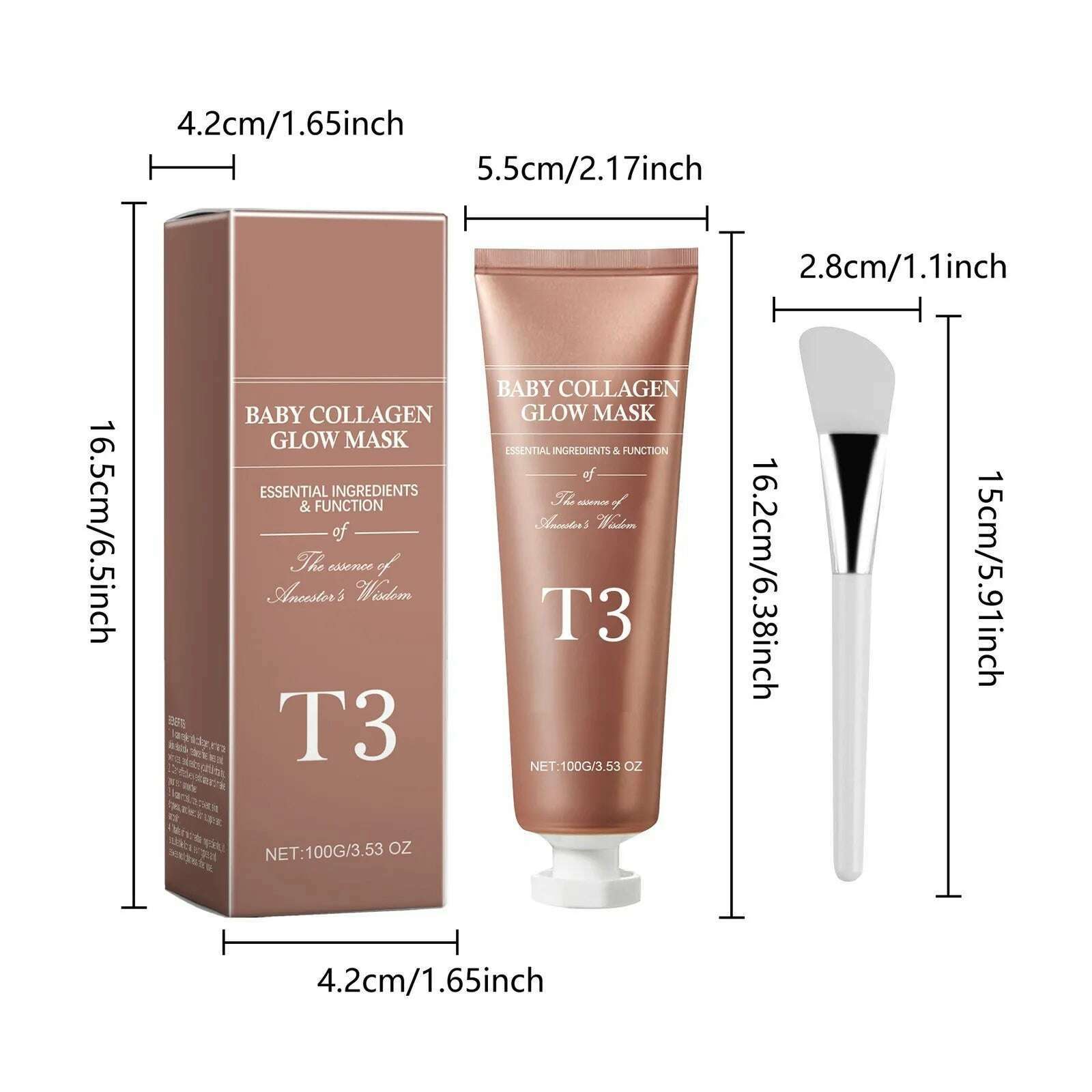 T3 Collagen Mask, T3 Baby Collagen Glow Mask, T3 Collagen Peel Off Mask, Korean Face Mask Make Glowy Skin, Skin Elasticity - KIMLUD