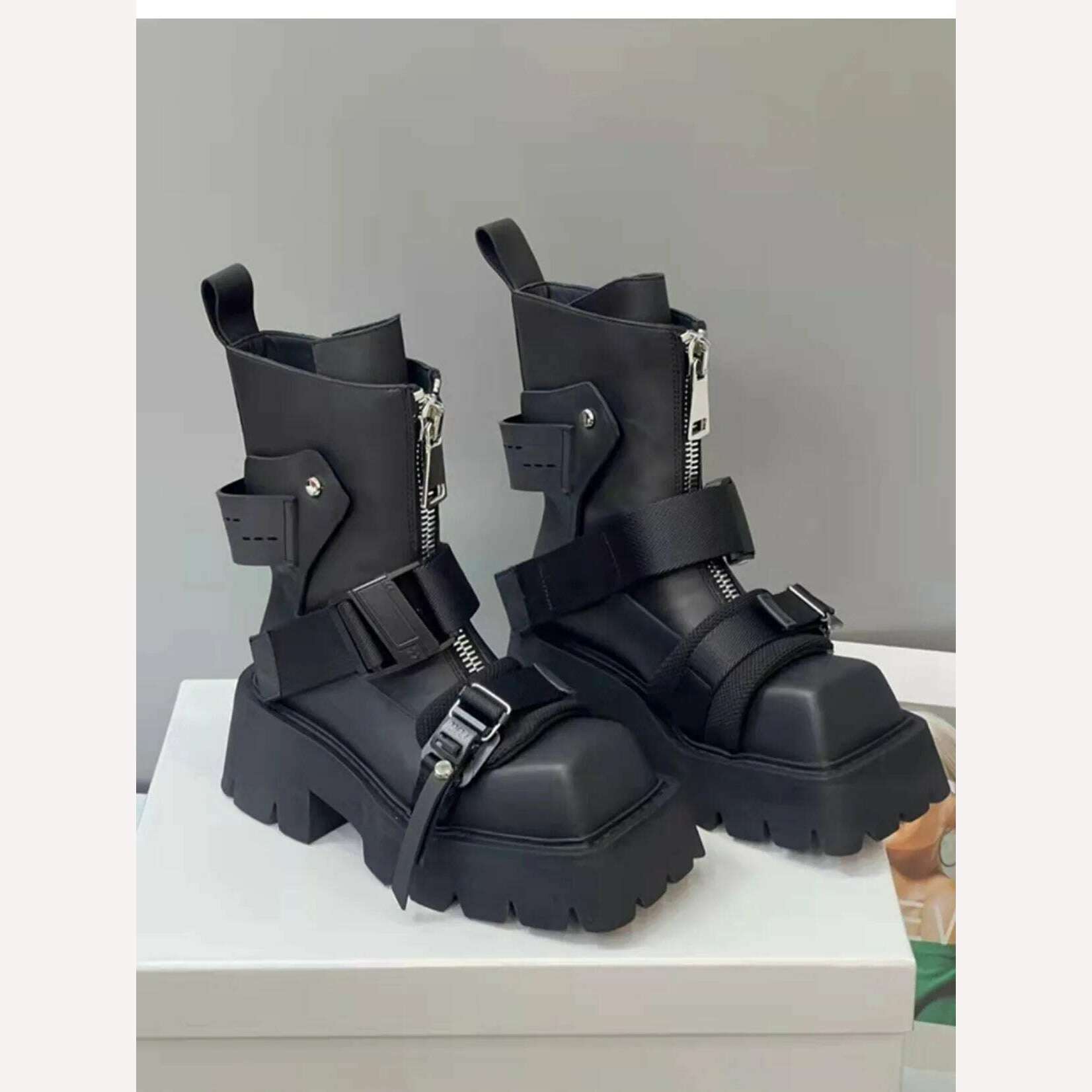 KIMLUD, TAFN 2023 Women's Shoes Fashion Personality in the Tube Thick-soled Chelsea Boots Wild Smoke Boots Casual Short Boots Boots, KIMLUD Womens Clothes