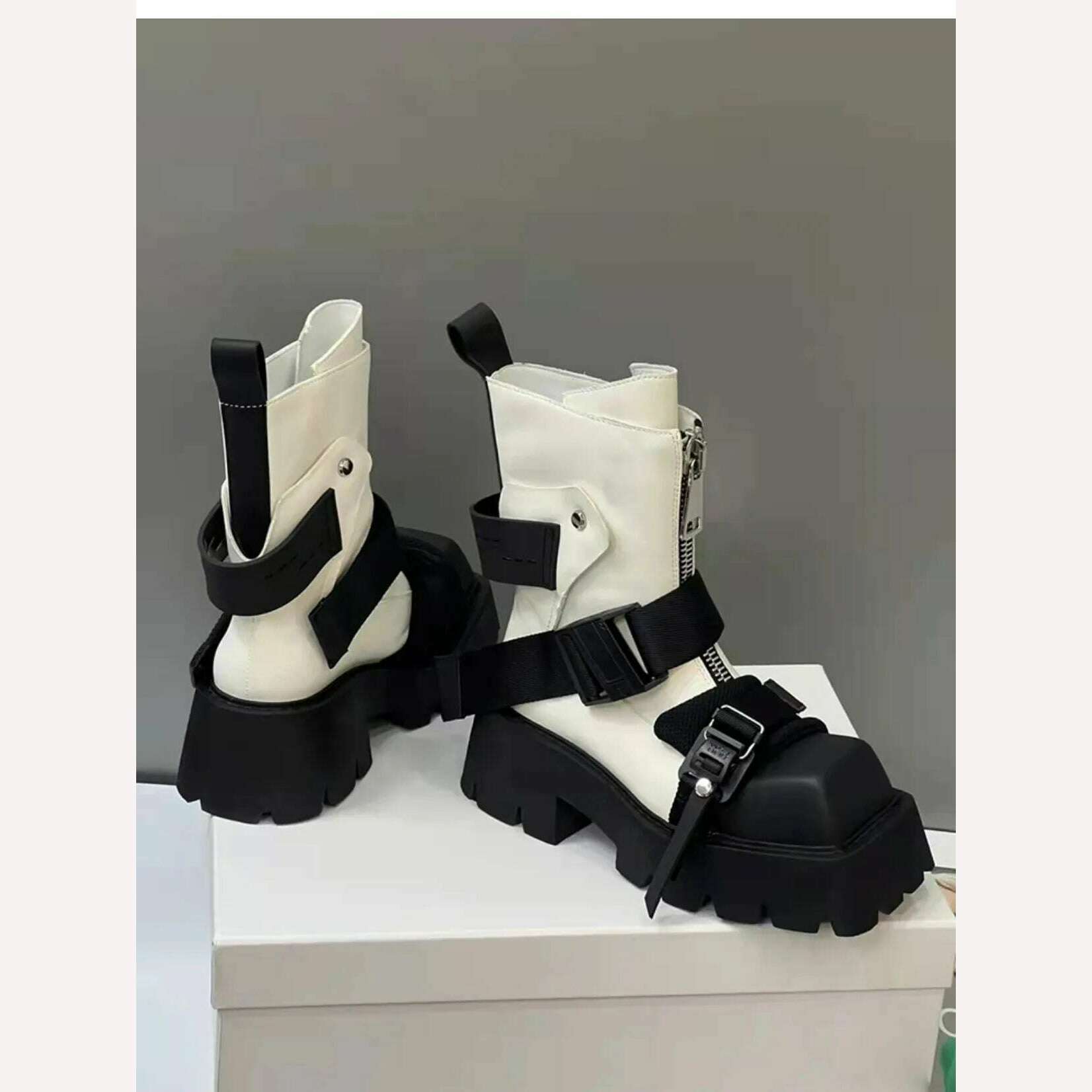 KIMLUD, TAFN 2023 Women's Shoes Fashion Personality in the Tube Thick-soled Chelsea Boots Wild Smoke Boots Casual Short Boots Boots, KIMLUD Womens Clothes