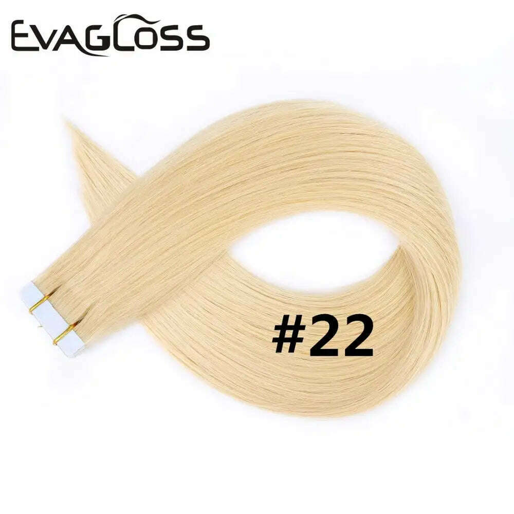 KIMLUD, Tape in Human Hair Extensions 20pcs Tape Hair Extensions 100% Human Remy European Straight Adhensive Tape on Hair, #22 / 20pcs / >=35% | 22INCHES, KIMLUD APPAREL - Womens Clothes