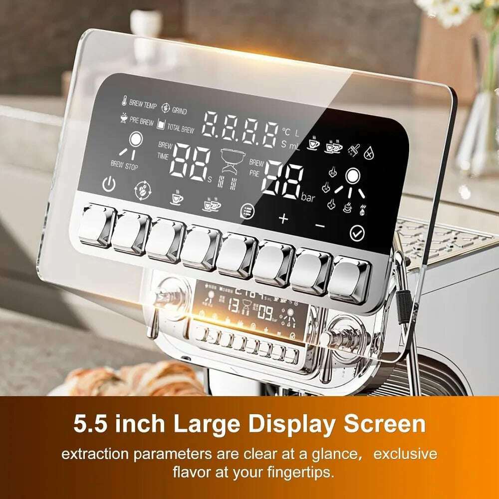 TC530 Espresso Machine with Milk Frother,Semi Automatic Coffee Machine with Grinder,Easy To Use Espresso Coffee Maker - KIMLUD