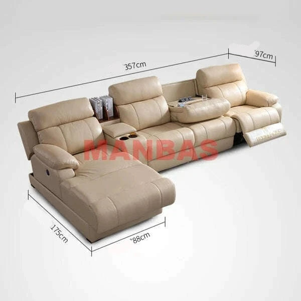 KIMLUD, Tech Smart Electric Reclining Sofa Set Functional Genuine Leather Sofa Cama L Shape Sectional Couch Theater Seats Convertible S, KIMLUD Womens Clothes
