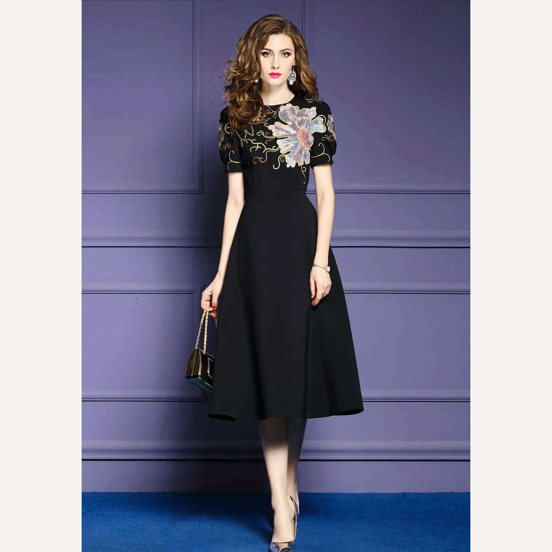 TESSCARA Women Autumn Luxury Embroidery Dress Female Elegant Long Maxi TESSCARA Women Autumn Luxury Embroidery Dress Female Elegant Long Maxi
