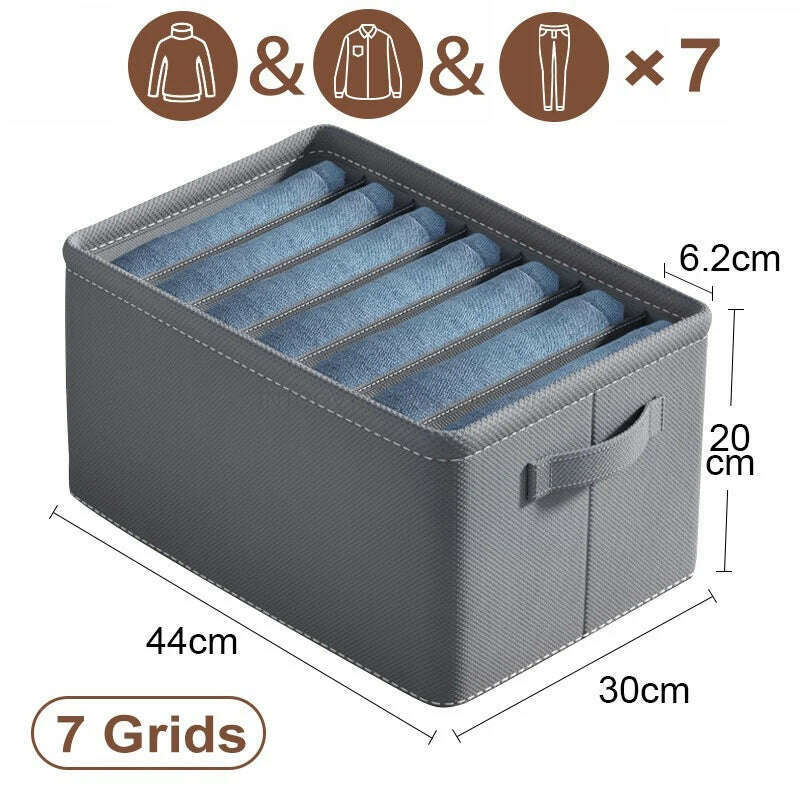 KIMLUD, Thicken Wardrobe Clothes Organizer Pants Sweater Jeans Storage Box Cabinets Drawers Organizer Closet Clothes Storage Organizers, Grey 7 grids L, KIMLUD APPAREL - Womens Clothes