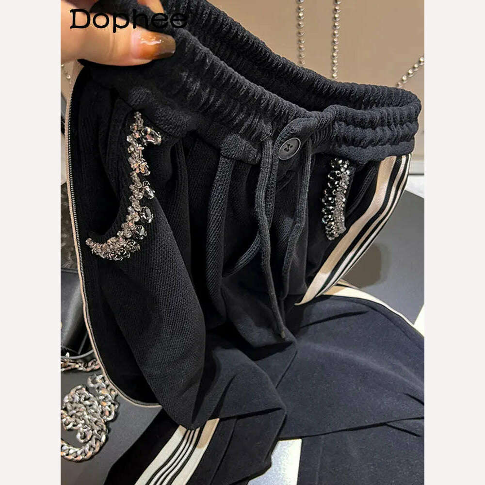 KIMLUD, Thickened Black Straight Casual Pants for Women 2023 New Autumn Winter Trousers High Waist Loose Slimming Wide Leg Sweatpants, KIMLUD Womens Clothes