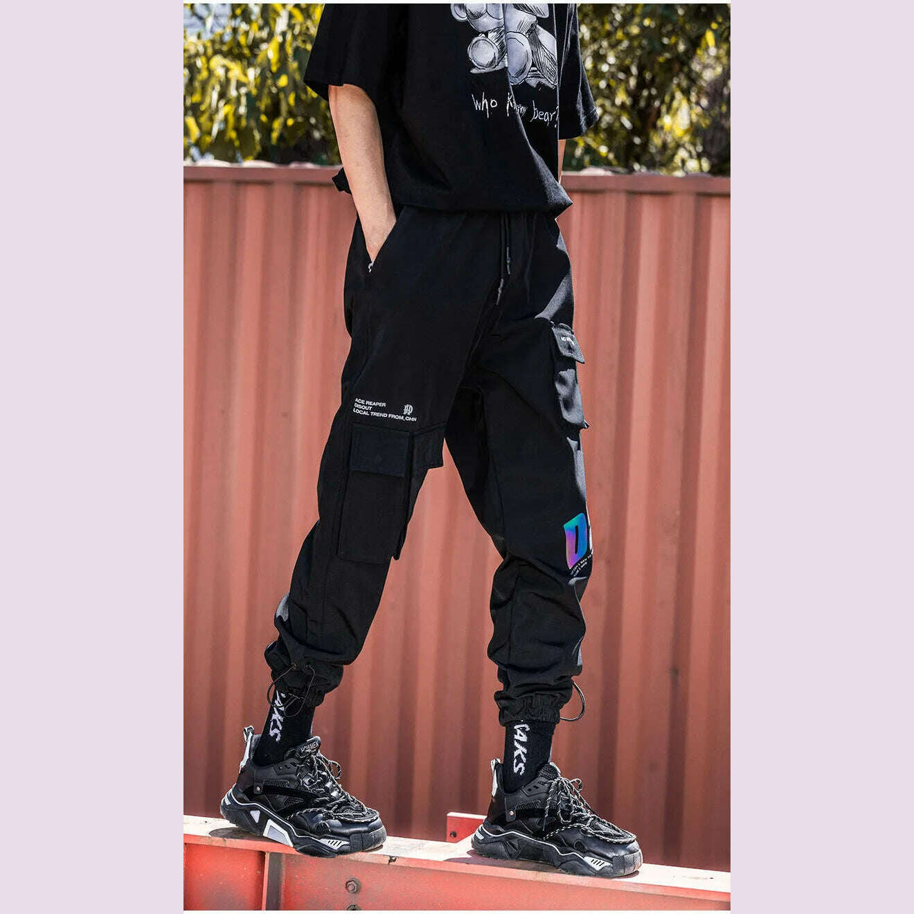 Thin Streetwear Casual Pants Men Ribbons Harem Jogging Pants Male Slim Fit Spring Cargo Pants Multi-Pockets Women Trouser K12 - KIMLUD