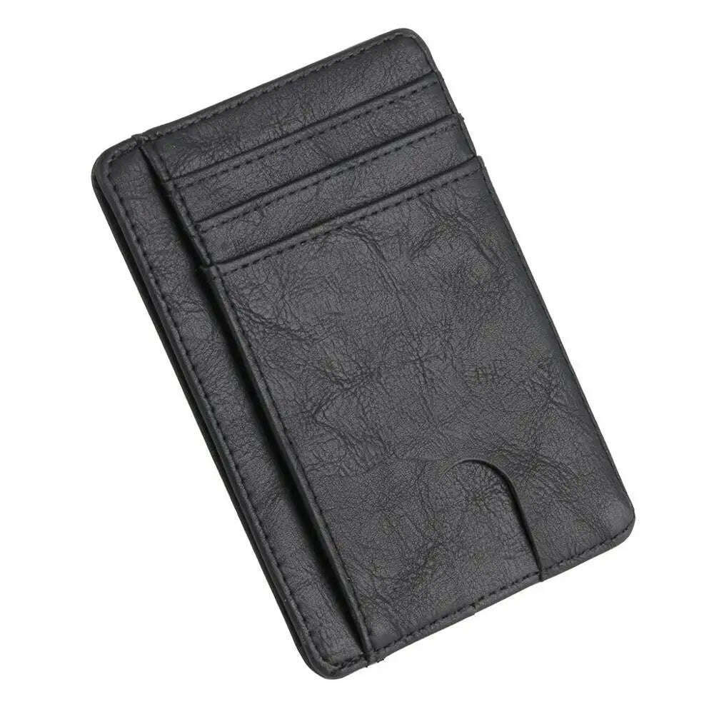 KIMLUD, THINKTHENDO Slim RFID Blocking Leather Wallet Credit ID Card Holder Purse Money Case for Men Women 2020 Fashion Bag 11.5x8x0.5cm, BK, KIMLUD Womens Clothes