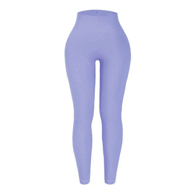 Thread Solid Leggings Women Seamless Knit Yoga Pants High Waist Hip Liftting Tights Fashion Slim Workout Running Sports Leggings - KIMLUD