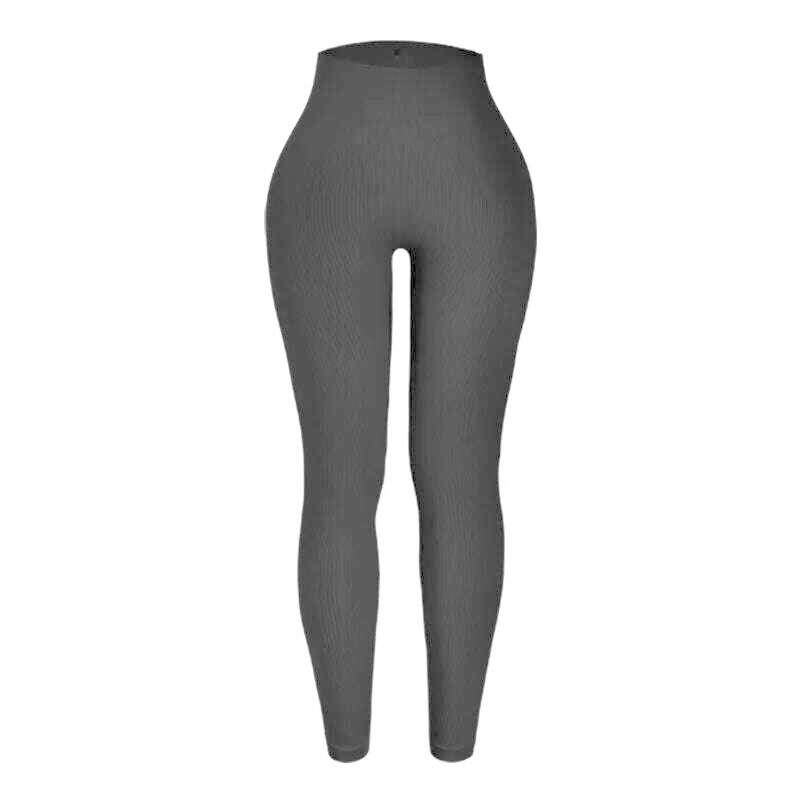 Thread Solid Leggings Women Seamless Knit Yoga Pants High Waist Hip Liftting Tights Fashion Slim Workout Running Sports Leggings - KIMLUD