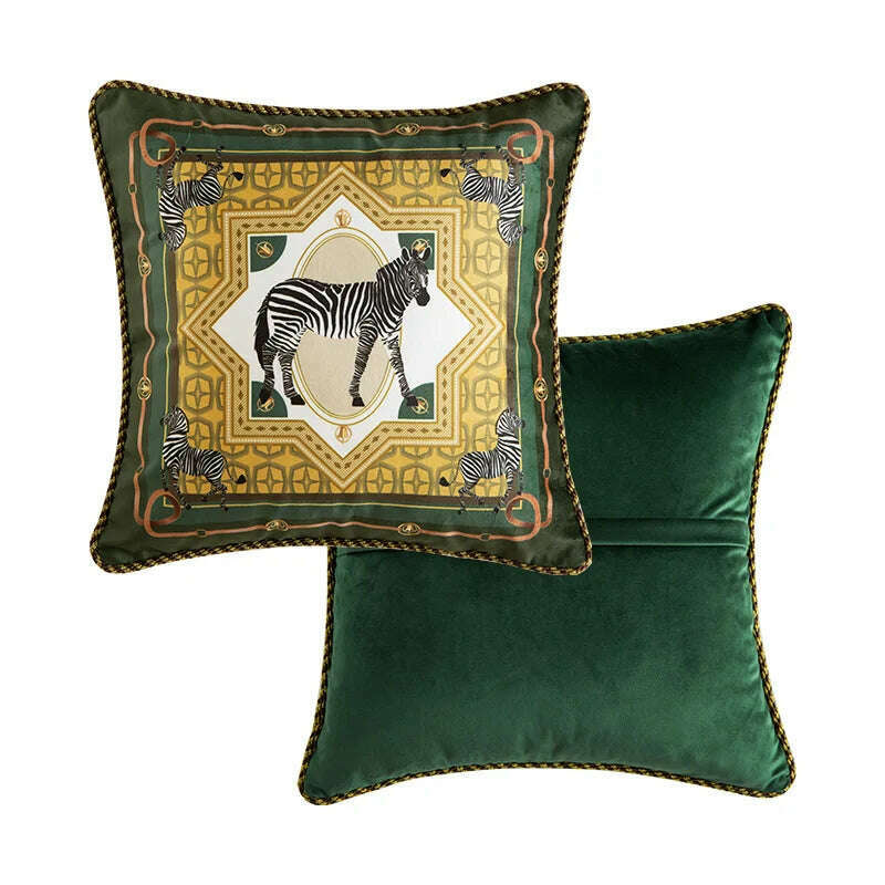KIMLUD, Tiger Throw Pillow Cover Decorative Velvet Square Cushion With Handmade Cute Tassel for Home Couch Bed Hot Pink Deluxe Soft 45cm, 45x45cm(18 Inch) / H, KIMLUD APPAREL - Womens Clothes