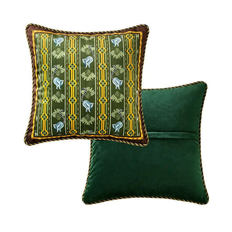 KIMLUD, Tiger Throw Pillow Cover Decorative Velvet Square Cushion With Handmade Cute Tassel for Home Couch Bed Hot Pink Deluxe Soft 45cm, 45x45cm(18 Inch) / G, KIMLUD APPAREL - Womens Clothes