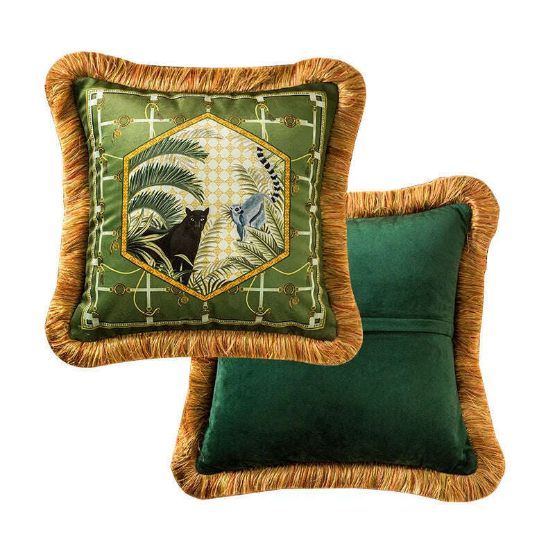 KIMLUD, Tiger Throw Pillow Cover Decorative Velvet Square Cushion With Handmade Cute Tassel for Home Couch Bed Hot Pink Deluxe Soft 45cm, 45x45cm(18 Inch) / D 1, KIMLUD APPAREL - Womens Clothes