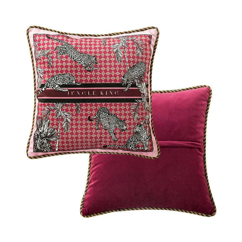 KIMLUD, Tiger Throw Pillow Cover Decorative Velvet Square Cushion With Handmade Cute Tassel for Home Couch Bed Hot Pink Deluxe Soft 45cm, 45x45cm(18 Inch) / C, KIMLUD APPAREL - Womens Clothes