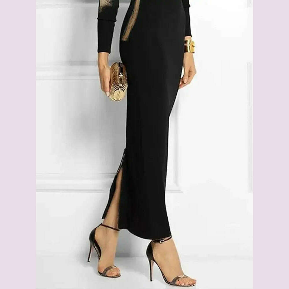 Tinaa Floral Printed Bodycon Evening Dresses for Autumn Winter Fashion Women Long Sleeves Floral Printed Boat Neck Maxi Dresses - KIMLUD