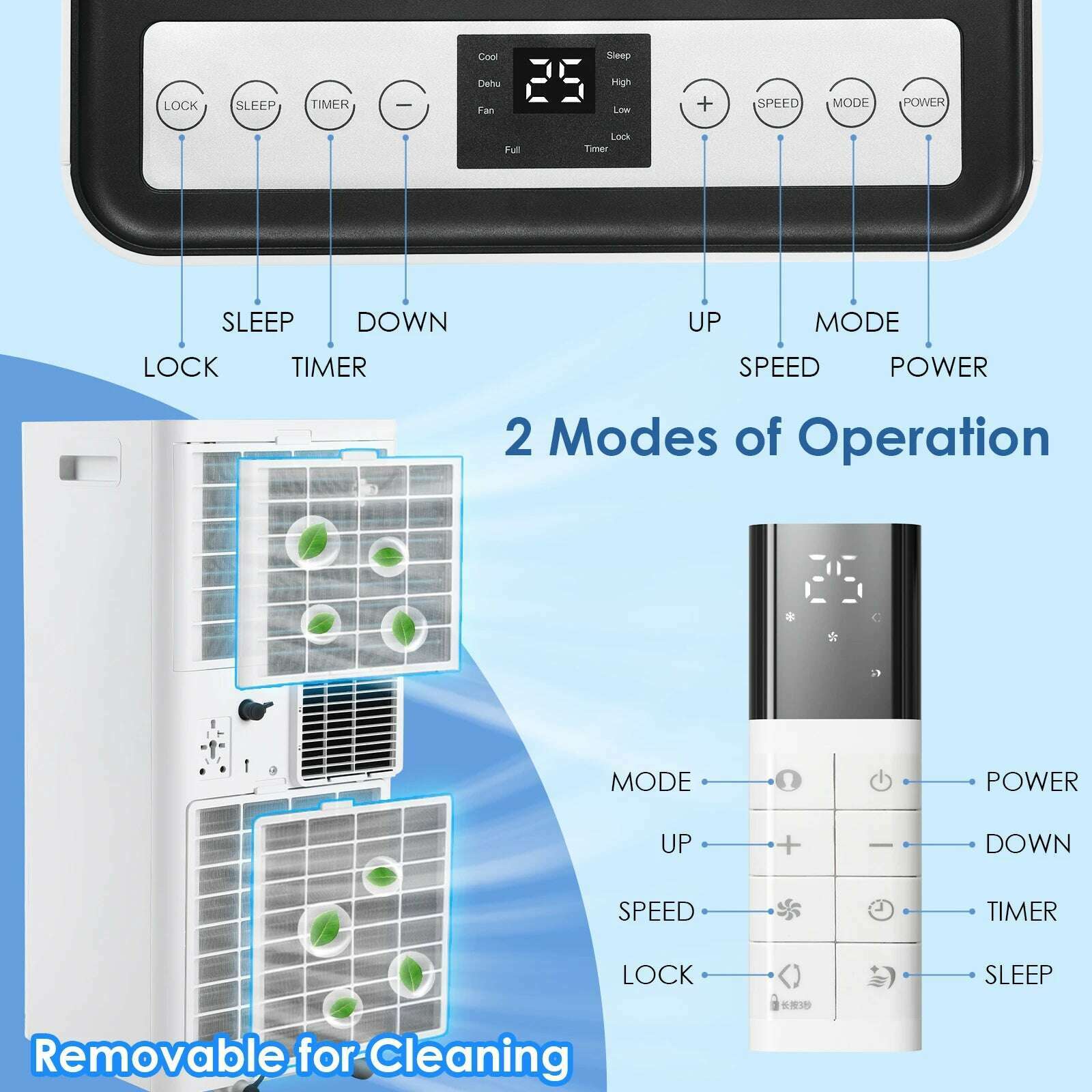 KIMLUD, TLGREEN 4 in1 Air Cooler Mobile Air Conditioning 9,000 BTU Air Conditioner Fan Remote Control Floor Fan Portable for Room 31 Sq, KIMLUD Womens Clothes