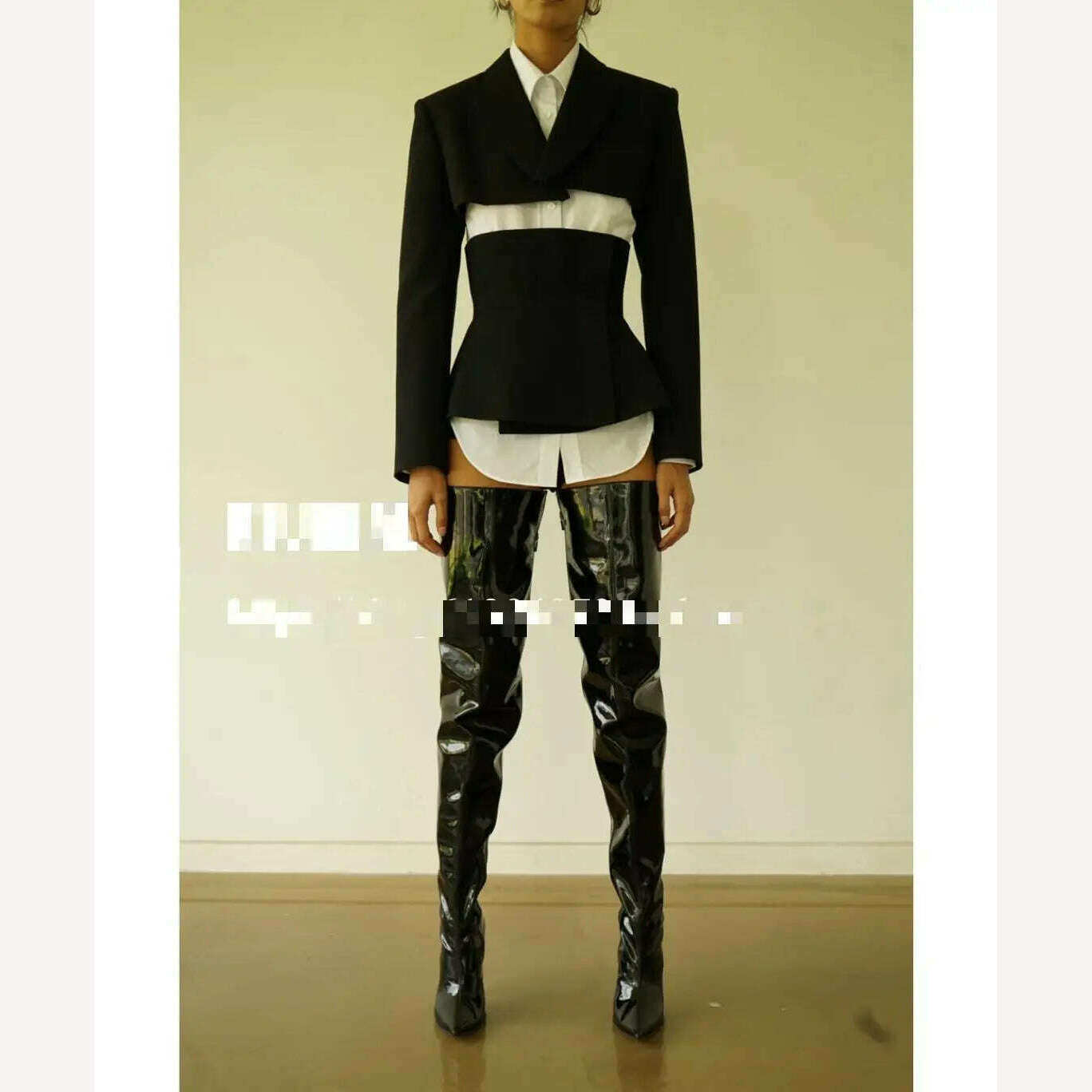 KIMLUD, TNFS Women Blazer Set Jacket Long Sleeve Ladies Suit Coat With Waistband Fashion Suit Jacket, KIMLUD Womens Clothes
