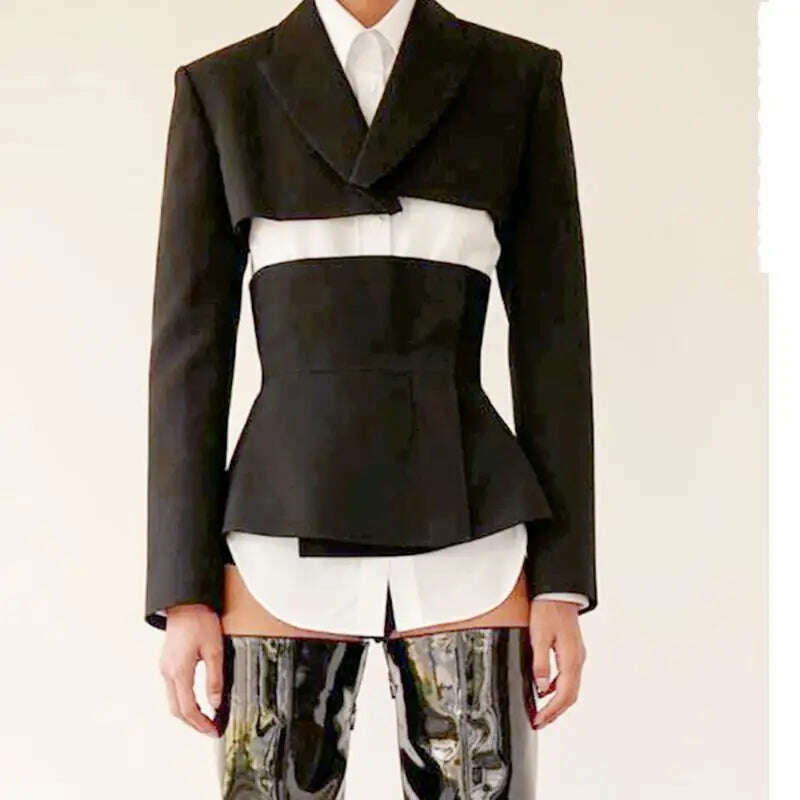 KIMLUD, TNFS Women Blazer Set Jacket Long Sleeve Ladies Suit Coat With Waistband Fashion Suit Jacket, KIMLUD Womens Clothes