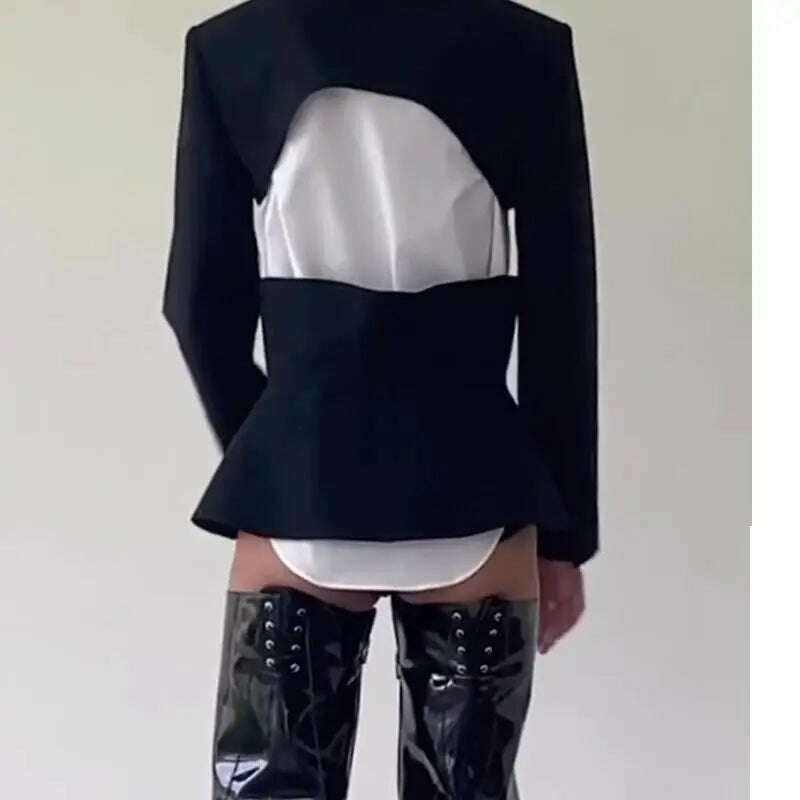 KIMLUD, TNFS Women Blazer Set Jacket Long Sleeve Ladies Suit Coat With Waistband Fashion Suit Jacket, KIMLUD Womens Clothes