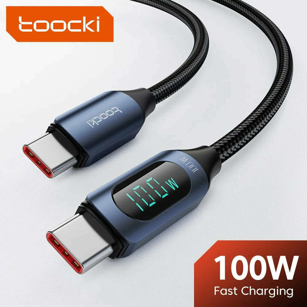 Toocki Type C to Type C Cable 100W PD Fast Charging Charger USB C to USB C Display Cable For Xiaomi POCO F3 Realme Macbook iPad - KIMLUD