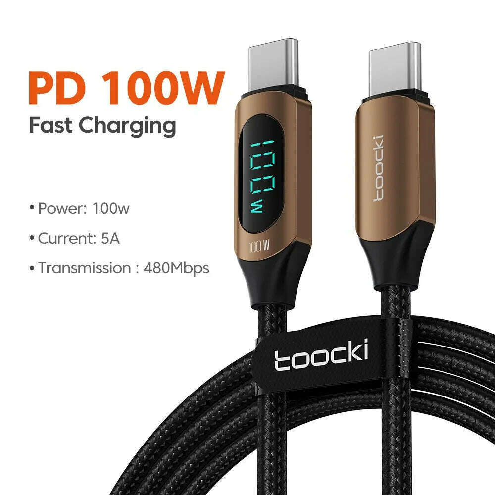 Toocki Type C to Type C Cable 100W PD Fast Charging Charger USB C to USB C Display Cable For Xiaomi POCO F3 Realme Macbook iPad - KIMLUD