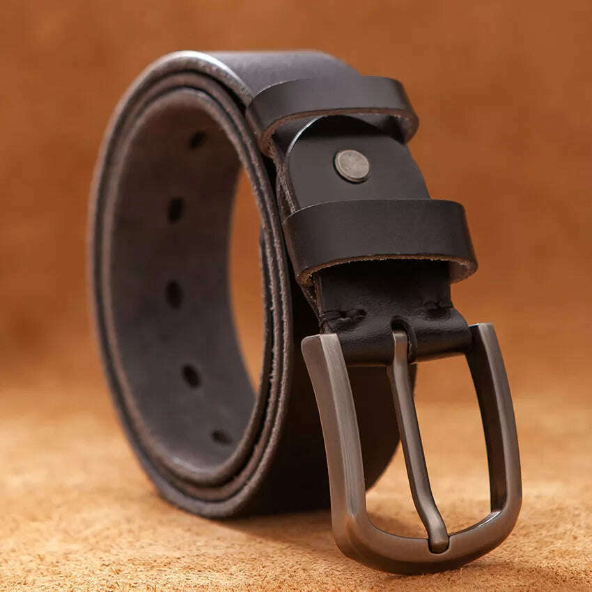 KIMLUD, Top Cow genuine leather belts for men luxury designer high quality fashion style vintage brown cowboy male belt, black / 100cm / China, KIMLUD APPAREL - Womens Clothes