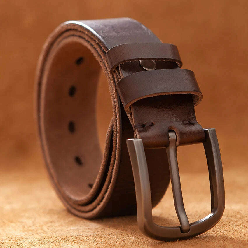 KIMLUD, Top Cow genuine leather belts for men luxury designer high quality fashion style vintage brown cowboy male belt, coffee / 100cm / China, KIMLUD Womens Clothes