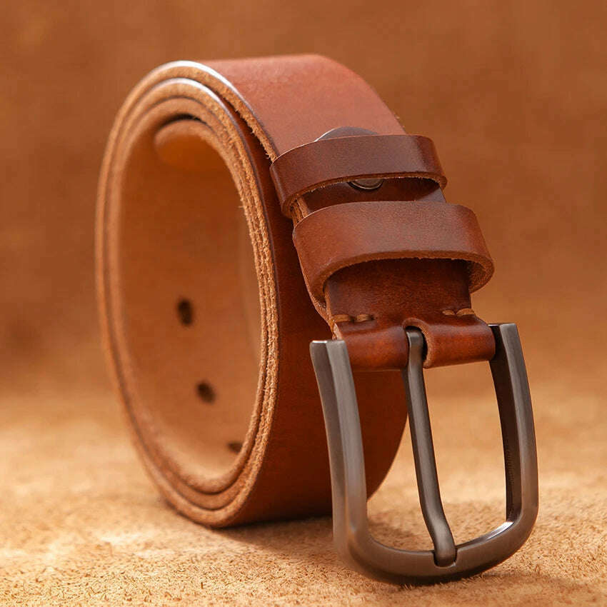 KIMLUD, Top Cow genuine leather belts for men luxury designer high quality fashion style vintage brown cowboy male belt, brown / 100cm / China, KIMLUD Womens Clothes