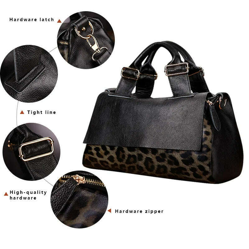Top layer cowhide women's bag 2023 New high capacity leather handbag Women's bag Mom's one shoulder crossbody bag - KIMLUD