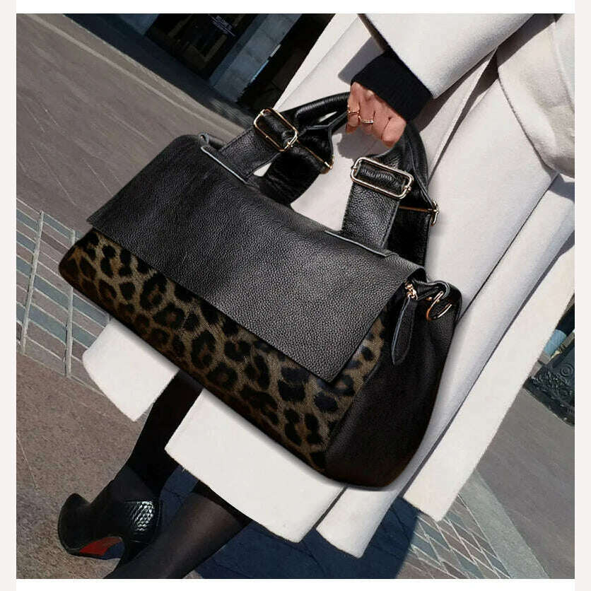 Top layer cowhide women's bag 2023 New high capacity leather handbag Women's bag Mom's one shoulder crossbody bag - KIMLUD