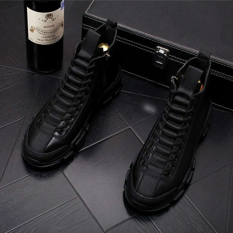 KIMLUD, Top Quality Fashion Men's Casual Shoes leather Platform Men Sneakers Male Man Trending Leisure High Tops Shoes for Men, B3 / 38, KIMLUD APPAREL - Womens Clothes