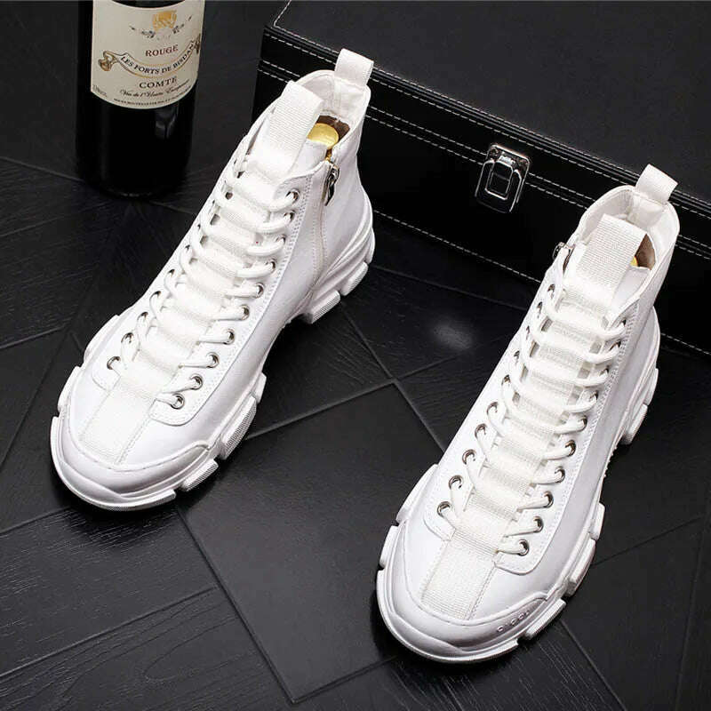 KIMLUD, Top Quality Fashion Men's Casual Shoes leather Platform Men Sneakers Male Man Trending Leisure High Tops Shoes for Men, KIMLUD Womens Clothes