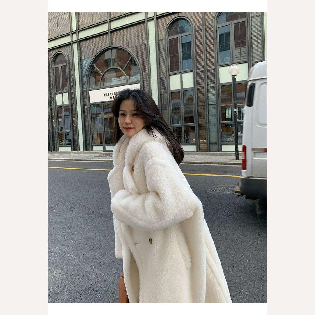 KIMLUD, Top Quality Max Coat, Teddy Hooded Women's Coats and Jackets, Winter Fur Long Hooded Teddy Coat,Wool Coat Women,Winter Coat, KIMLUD Womens Clothes