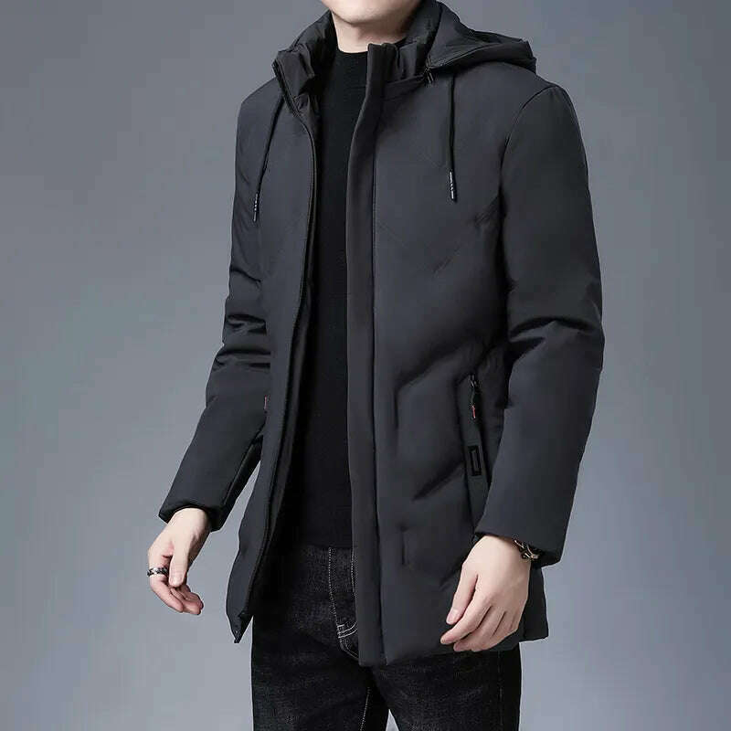KIMLUD, Top Quality New Brand Hooded Casual Fashion Long Thicken Outwear Parkas Jacket Men Winter Windbreaker Coats Men Clothing, GRAY / L, KIMLUD APPAREL - Womens Clothes