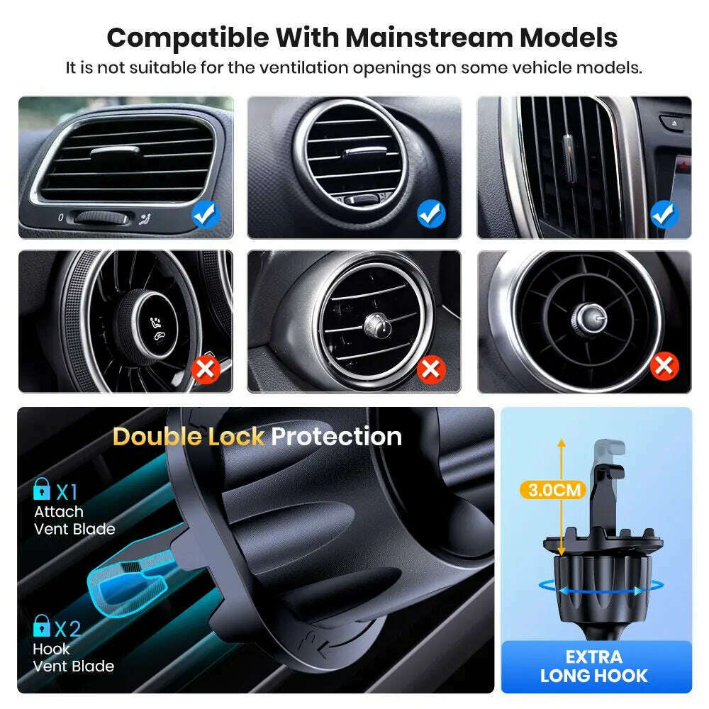 TOPK Car Phone Holder Mount Air Vent Cell Phone Holder for Car Hands Free Easy Clamp Cradle in Vehicle Fit All 4" to 7" Phone - KIMLUD