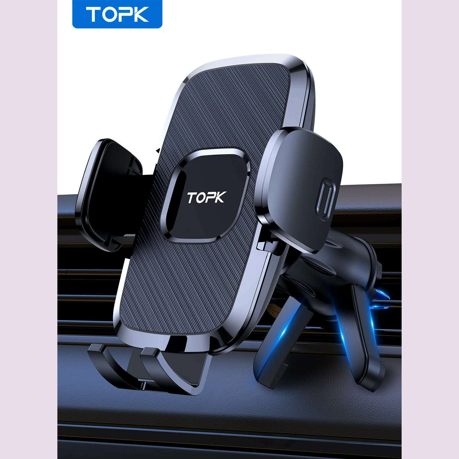 TOPK D35-S Car Phone Holder, Universal Phone Mount for Car with Hook Clip Air Vent Car Mount 360° Rotation for Mobile Phones - KIMLUD