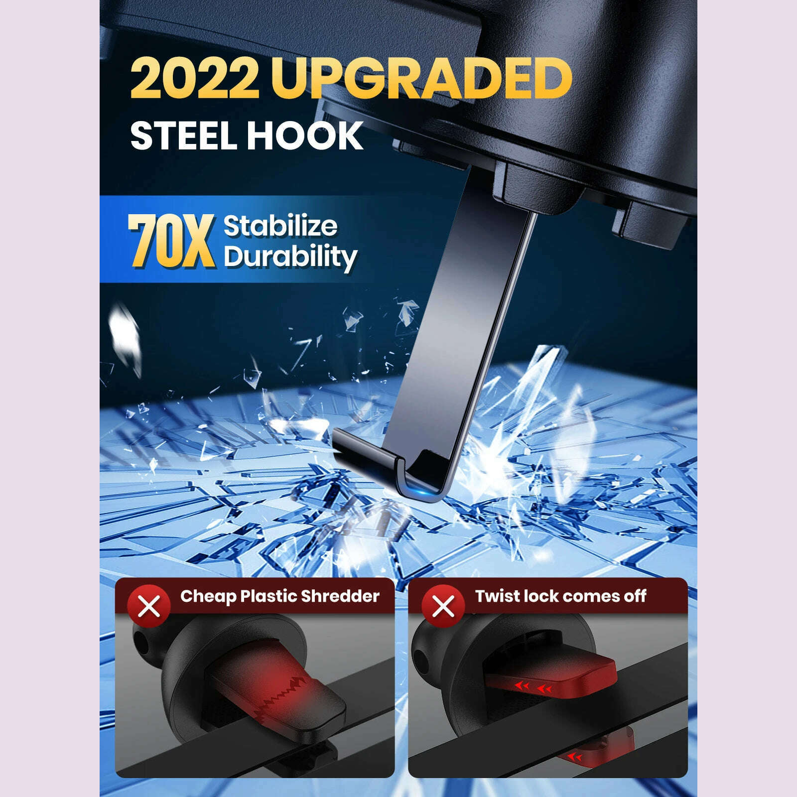 TOPK D35-S Car Phone Holder, Universal Phone Mount for Car with Hook Clip Air Vent Car Mount 360° Rotation for Mobile Phones - KIMLUD