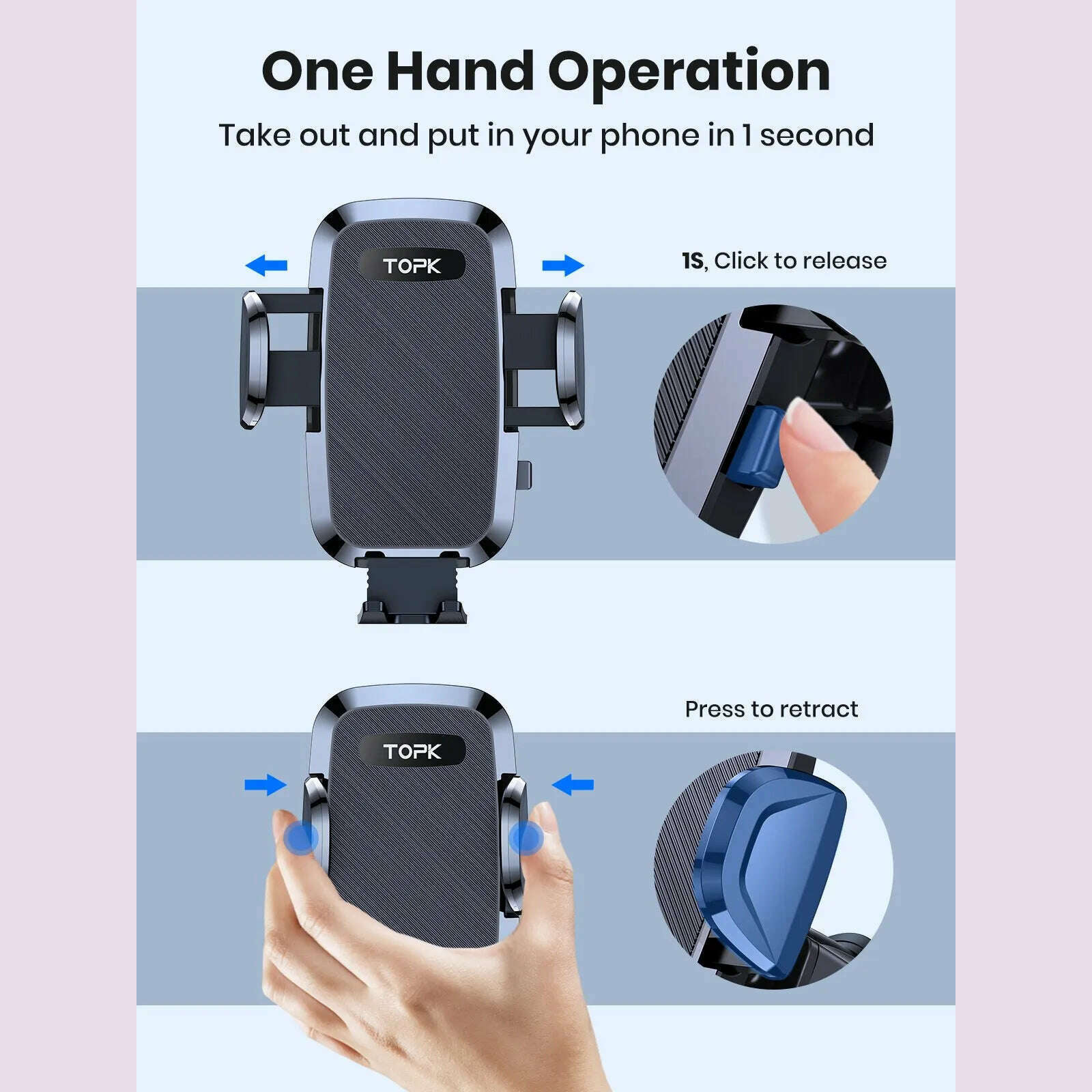 KIMLUD, TOPK D36 Car Phone Holder Adjustable Car Phone Mount Cradle Super Stable for Dashboard/Windscreen/Air Vent for Mobile Phones, KIMLUD Womens Clothes