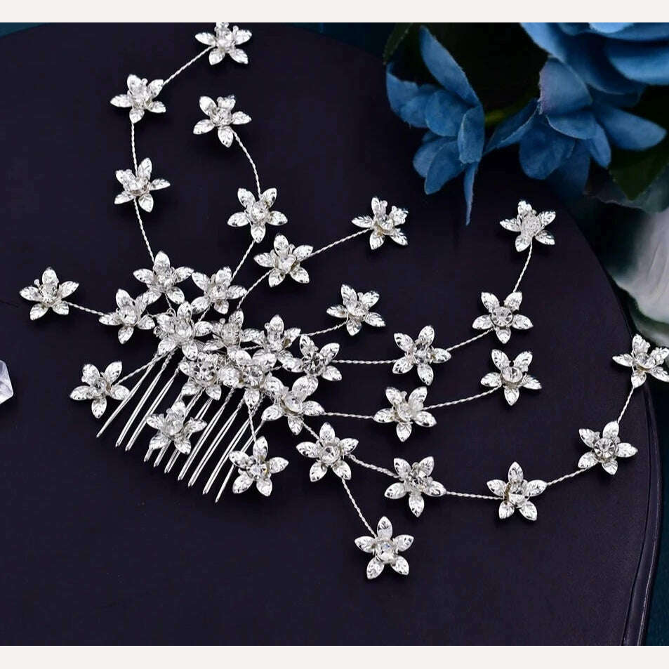 KIMLUD, TOPQUEEN HP135 Wedding Hair Comb Bridal Hair Ornaments Crystal Pearl Beaded Hair Clip Hair Accessories Handmade Women Tiara, China / HP502, KIMLUD Womens Clothes