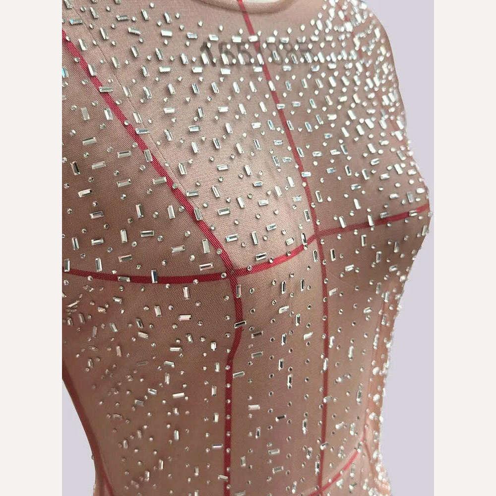 KIMLUD, Tossy Glitter Female Cover up Maxi Dress Mesh See-Through Split Fashion Long Sleeve Slim Beach Cover up Dress For Women, KIMLUD Womens Clothes