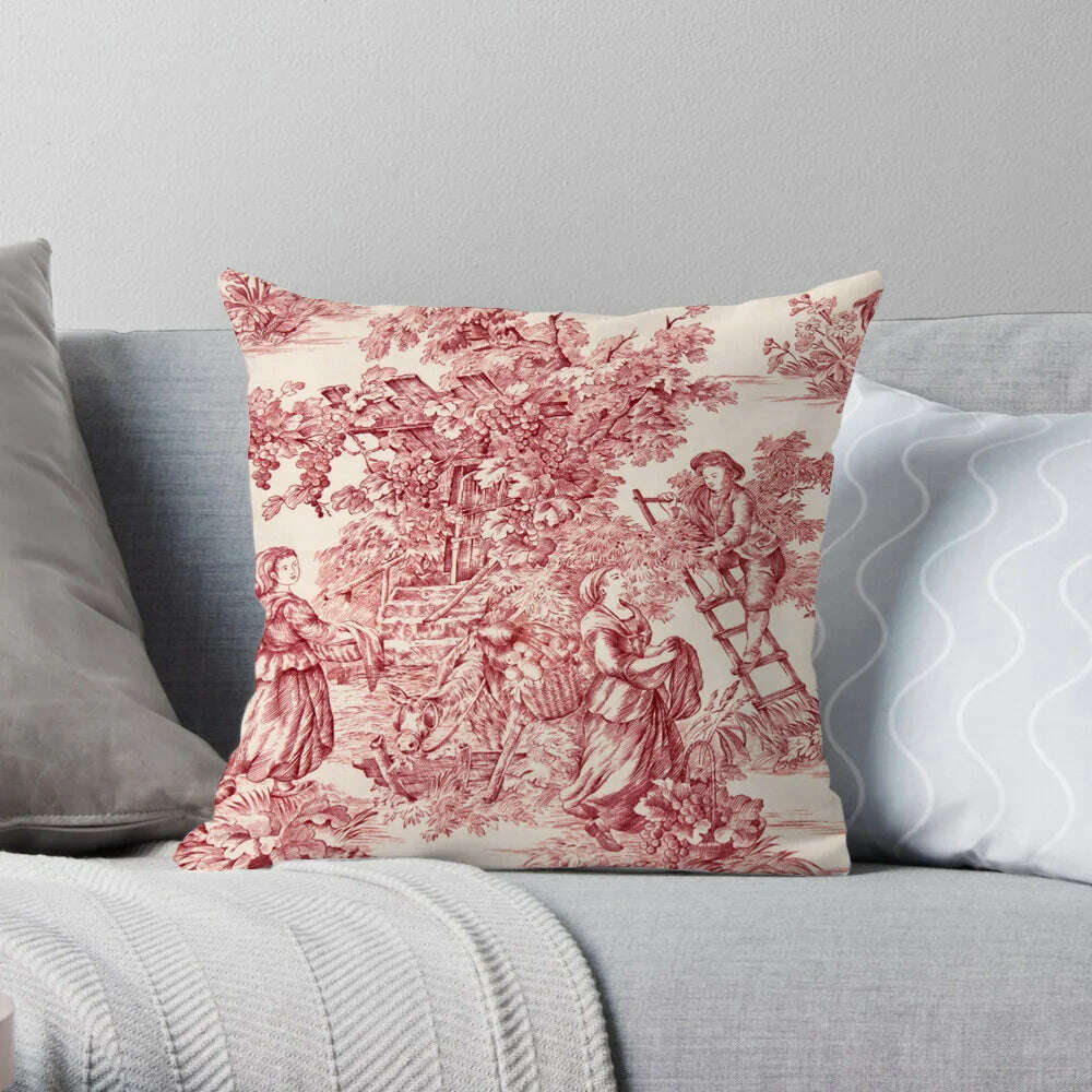 KIMLUD, Traditional Classic French Toile De Jouy Motif Design Pattern Navy Blue Elegant Retro Cushion Cover Home Decor Sofa Pillow Case, K 45X45CM / Plush Cover, KIMLUD APPAREL - Womens Clothes