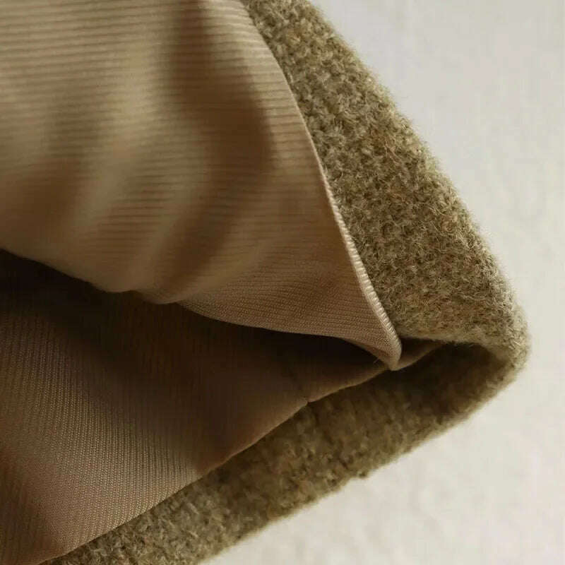 TRAF Autumn Cropped Jacket For Women Coat Winter Crop Jacket Tweed Round neck Long sleeved Demi-season Jacket Bomber Outerwears - KIMLUD