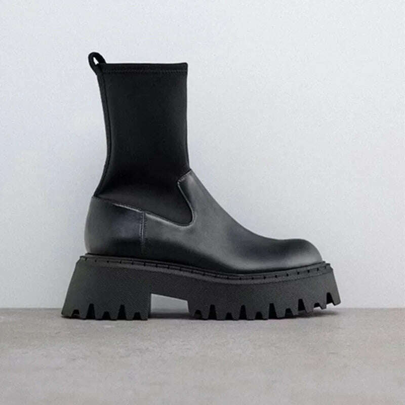 KIMLUD, TRAF Black Boots Woman Winter 2022 Ankle Boot Female Shoes With Thick Soles High Heels Short Ankle Boots Female Shoes For Women, KIMLUD Womens Clothes