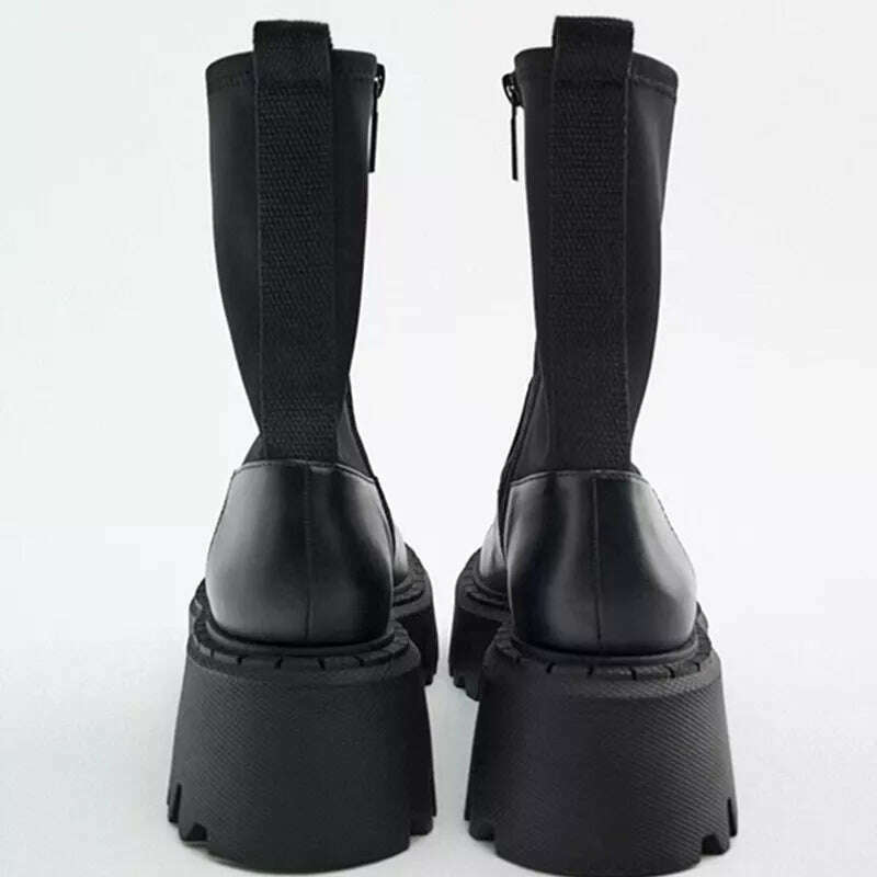 KIMLUD, TRAF Black Boots Woman Winter 2022 Ankle Boot Female Shoes With Thick Soles High Heels Short Ankle Boots Female Shoes For Women, KIMLUD Womens Clothes