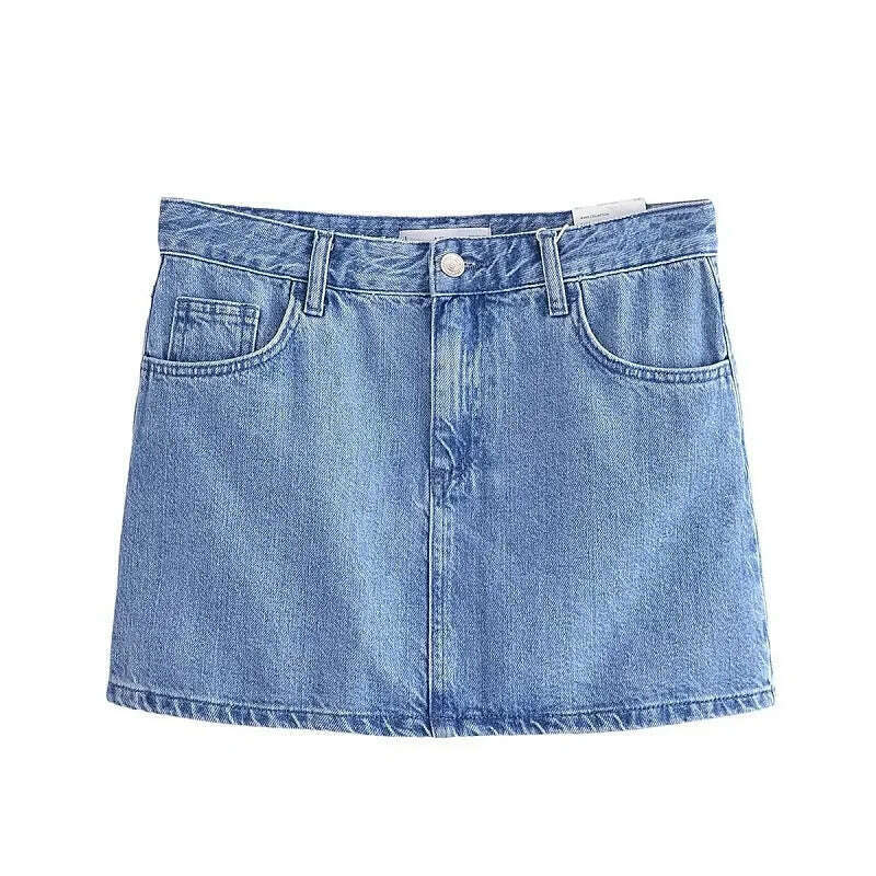 TRAF Women's Denim Vest Fashion Denim Sleeveless Vests For Women Jackets Short Sets Street New Outerwear Causal Female vest Top - KIMLUD