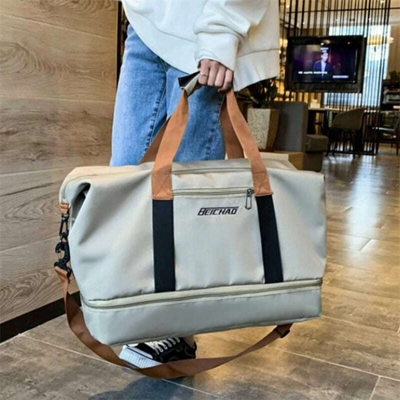 Travel Bag Male Female Large-Capacity Hand Luggage Dry-Wet Separation Sports Fitness Bag Short-Distance Travel Package - KIMLUD