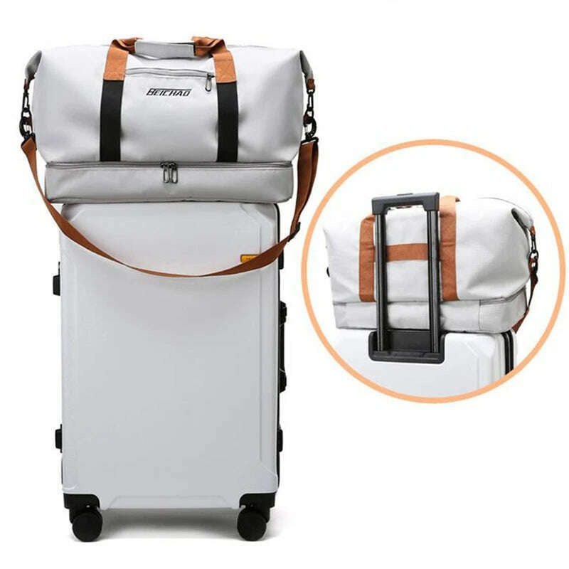 Travel Bag Male Female Large-Capacity Hand Luggage Dry-Wet Separation Sports Fitness Bag Short-Distance Travel Package - KIMLUD