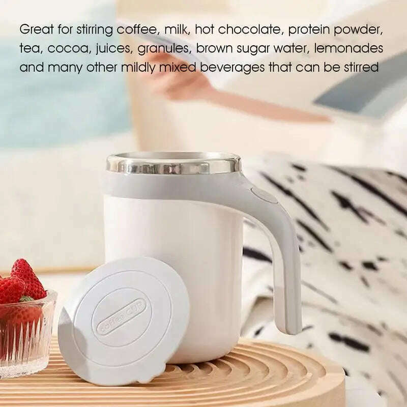Travel Stirring Mug 380ml Stirring Coffee Mug Waterproof Rotating Electric Mixing Cup For Brown Sugar Water - KIMLUD