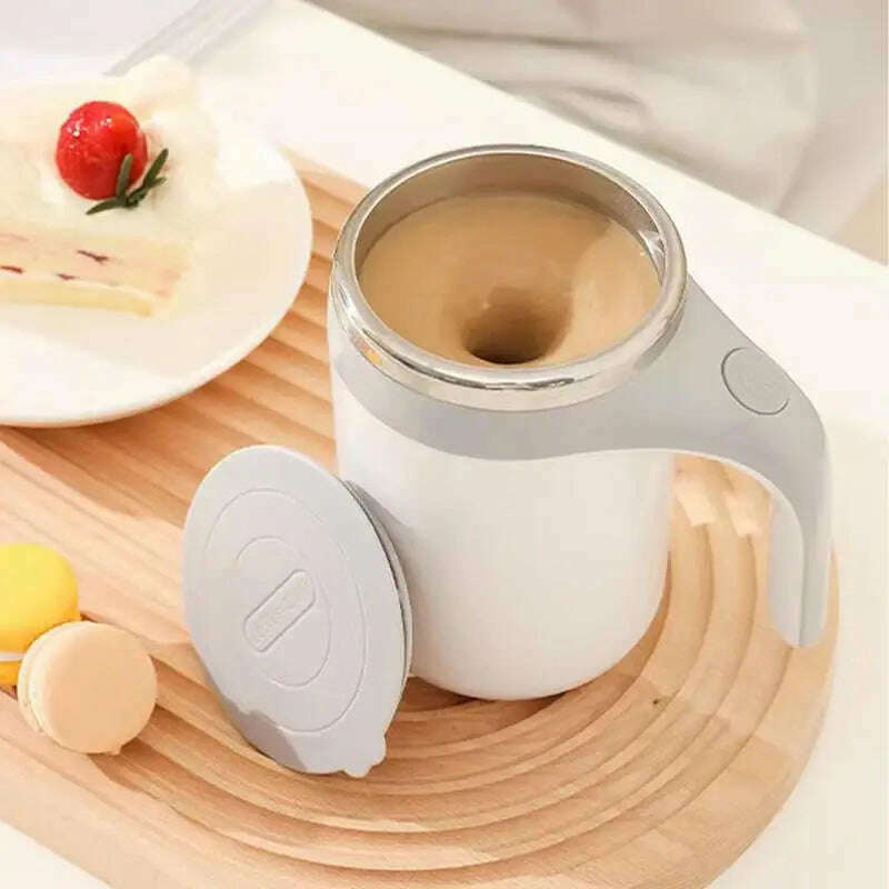 Travel Stirring Mug 380ml Stirring Coffee Mug Waterproof Rotating Electric Mixing Cup For Brown Sugar Water - KIMLUD