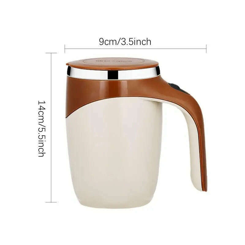 Travel Stirring Mug 380ml Stirring Coffee Mug Waterproof Rotating Electric Mixing Cup For Brown Sugar Water - KIMLUD